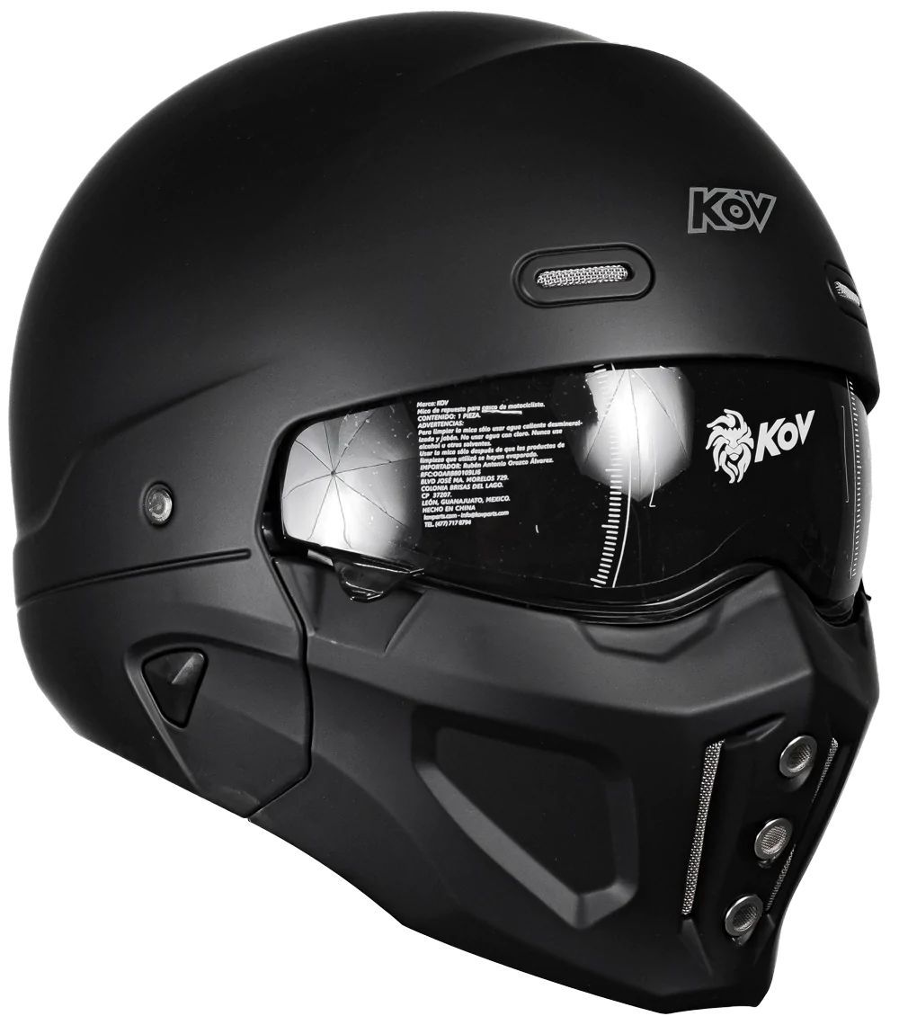 CASCO KOV SPECTRUM NEGRO MATE MODULAR CHOPPER CERTIFICADO 