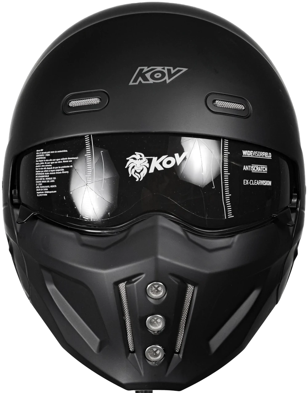CASCO KOV SPECTRUM NEGRO MATE MODULAR CHOPPER CERTIFICADO 