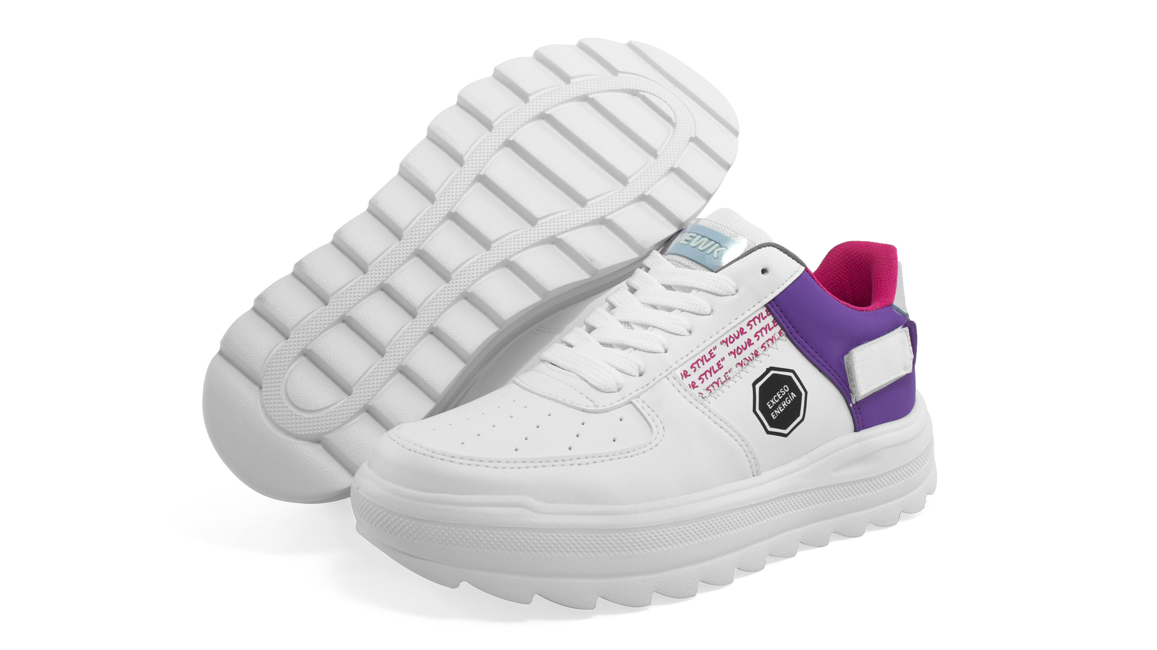 Tenis Newk Mujer Línea Nk Keni Color Blanco Morado Fiusha