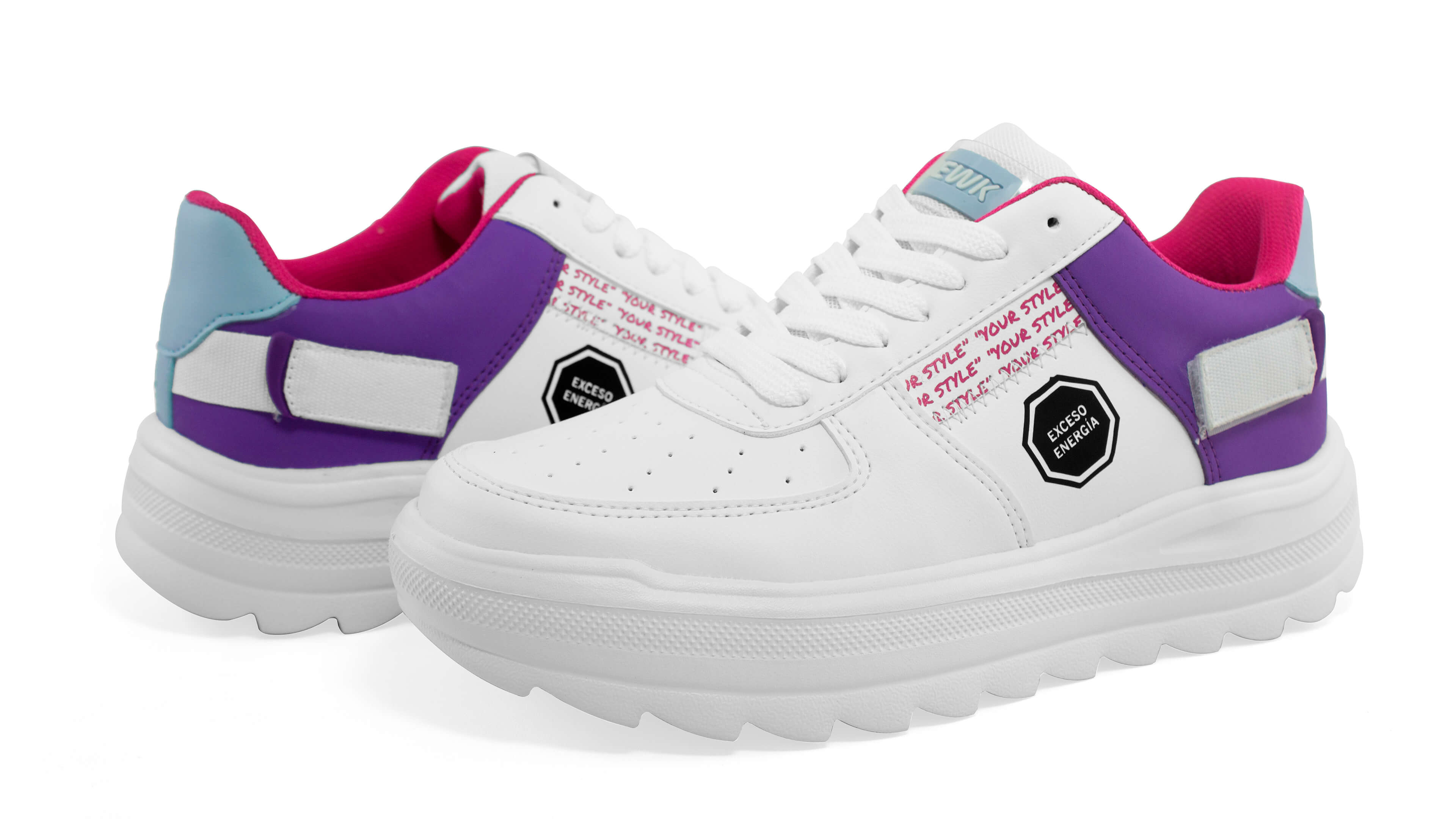 Tenis Newk Mujer Línea Nk Keni Color Blanco Morado Fiusha
