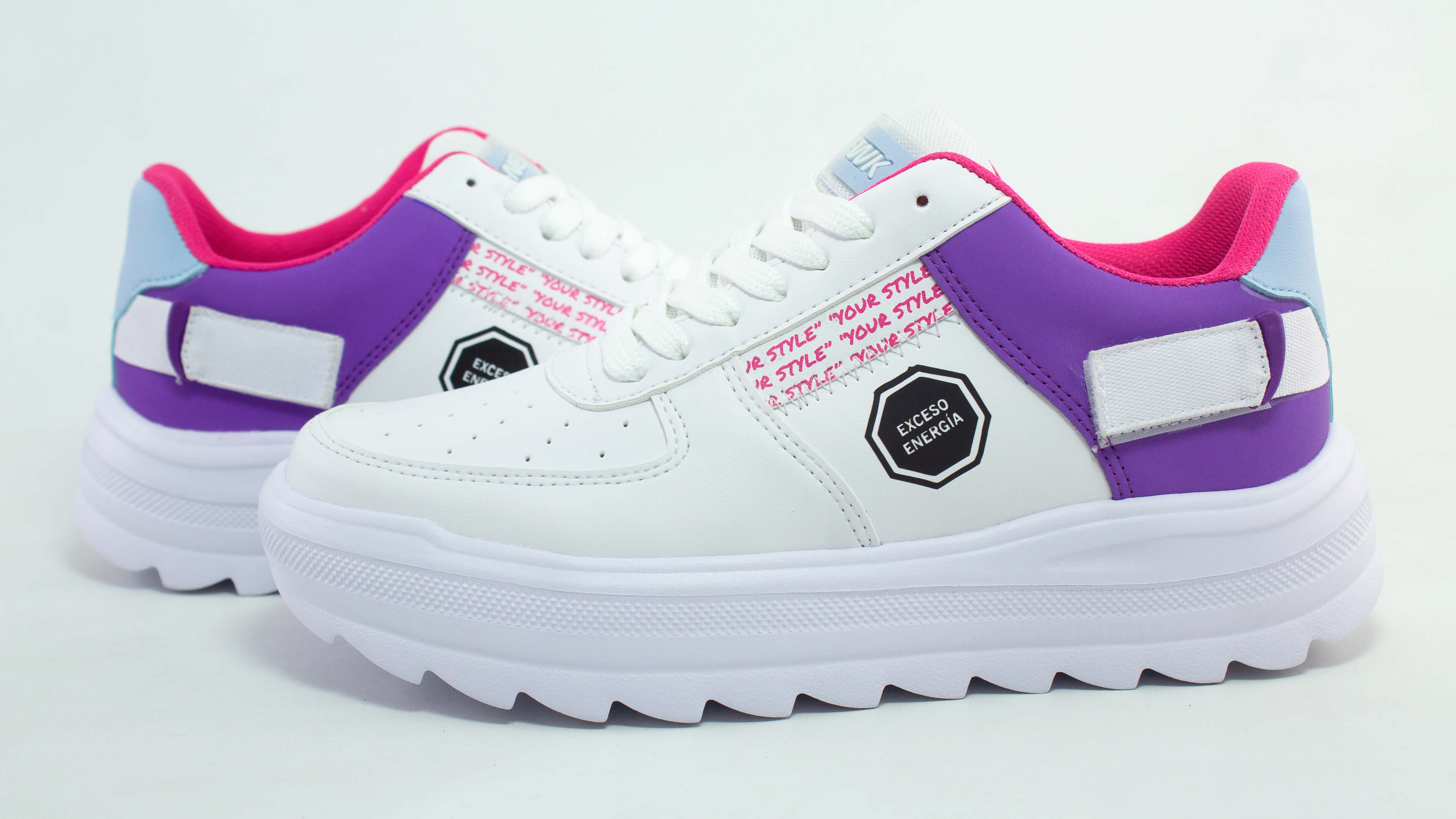 Tenis Newk Mujer Línea Nk Keni Color Blanco Morado Fiusha