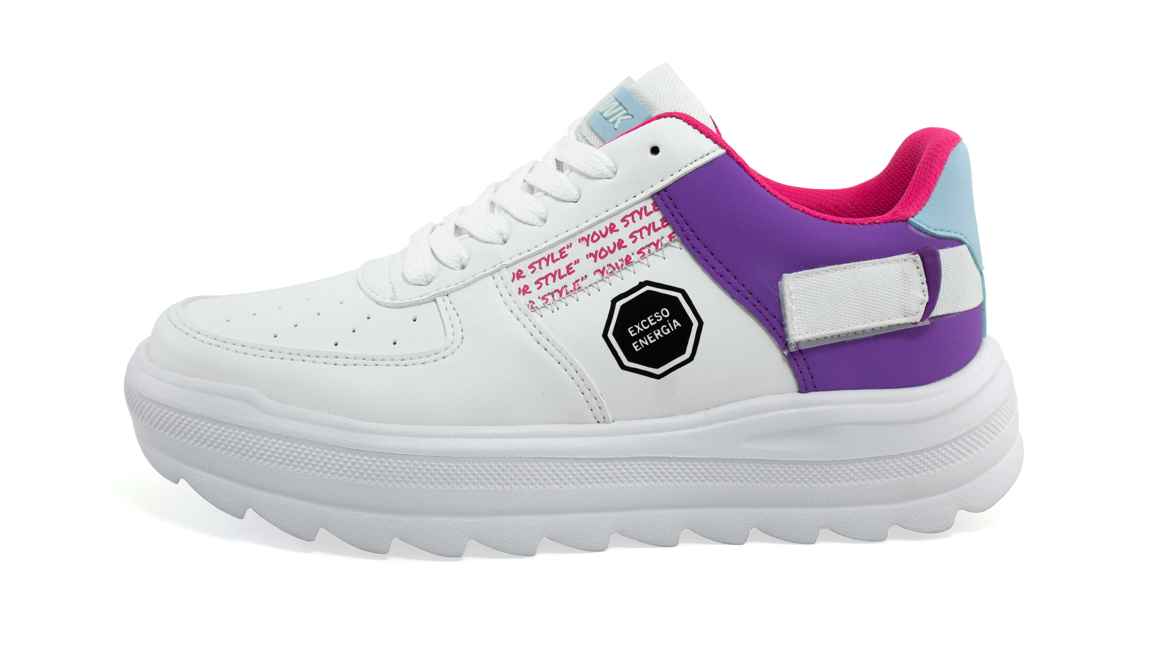 Tenis Newk Mujer Línea Nk Keni Color Blanco Morado Fiusha