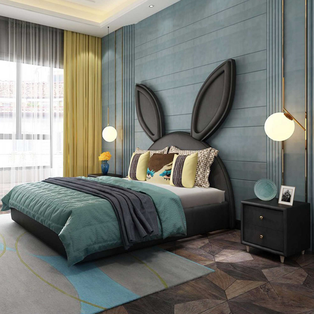 Buró Mesa De Noche Minimalista De Gamuza 2 Cajones