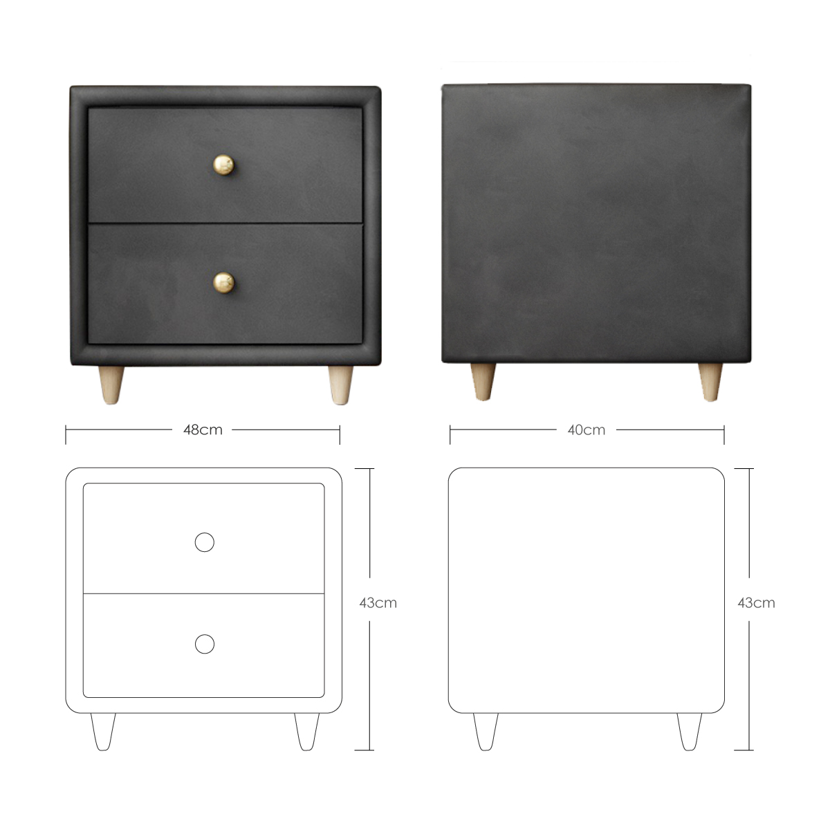 Buró Mesa De Noche Minimalista De Gamuza 2 Cajones