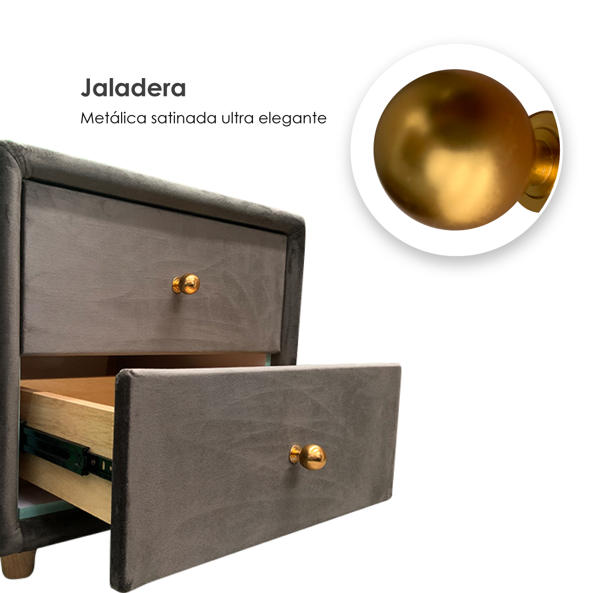 Buró Mesa De Noche Minimalista De Gamuza 2 Cajones