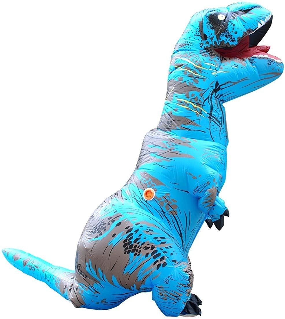 Disfraz Dinosaurio Traje Inflable T-rex Jurasico Adulto Azul