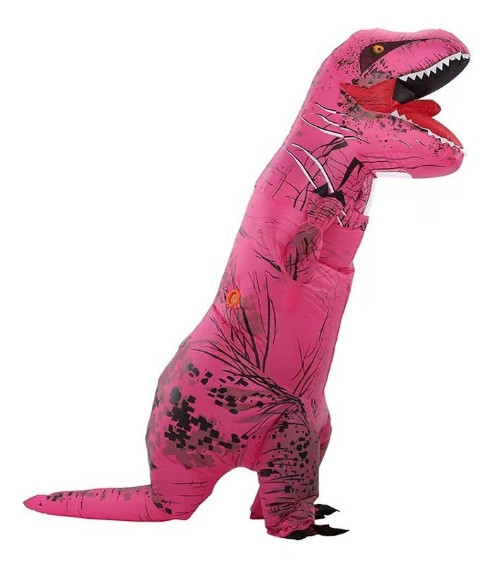Disfraz Dinosaurio Traje Inflable T-rex Jurasico Adulto Rosa