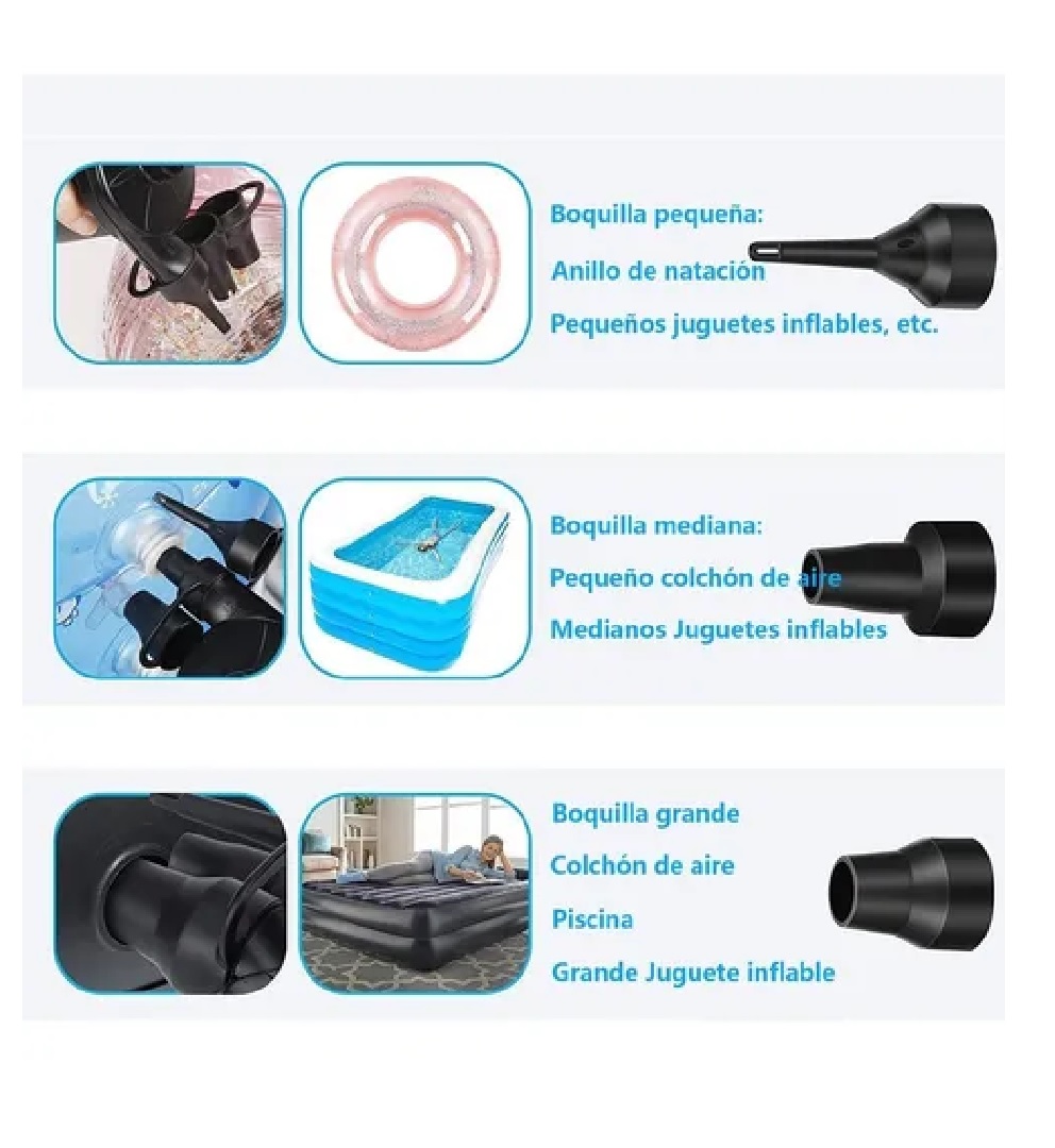 Inflador Eléctrico Ca Para Colchones Y Piscinas Inflables Negro