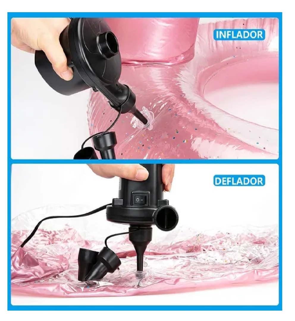 Inflador Eléctrico Ca Para Colchones Y Piscinas Inflables Negro
