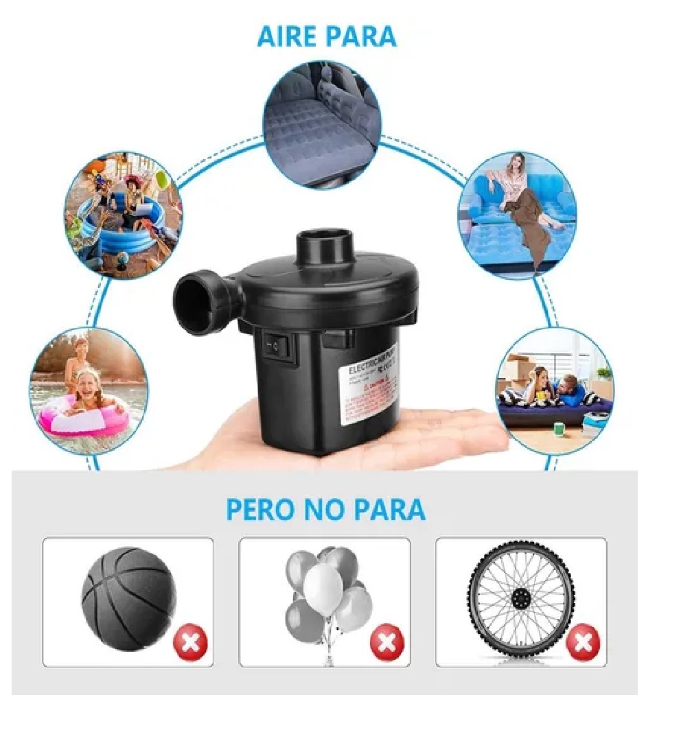 Inflador Eléctrico Ca Para Colchones Y Piscinas Inflables Negro