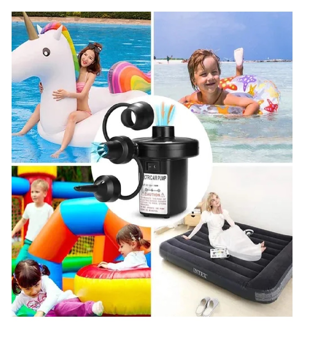Inflador Eléctrico Ca Para Colchones Y Piscinas Inflables Negro