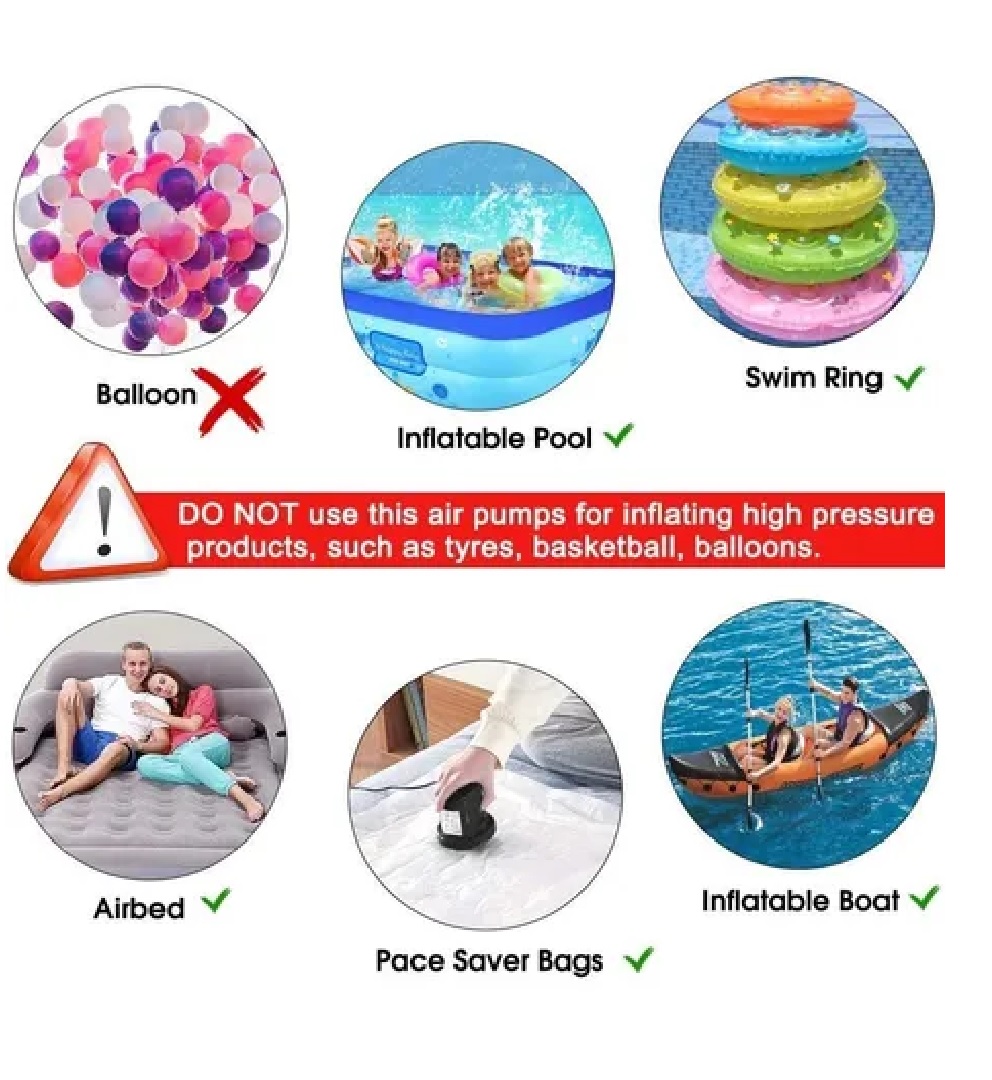 Inflador Eléctrico Ca Para Colchones Y Piscinas Inflables Negro