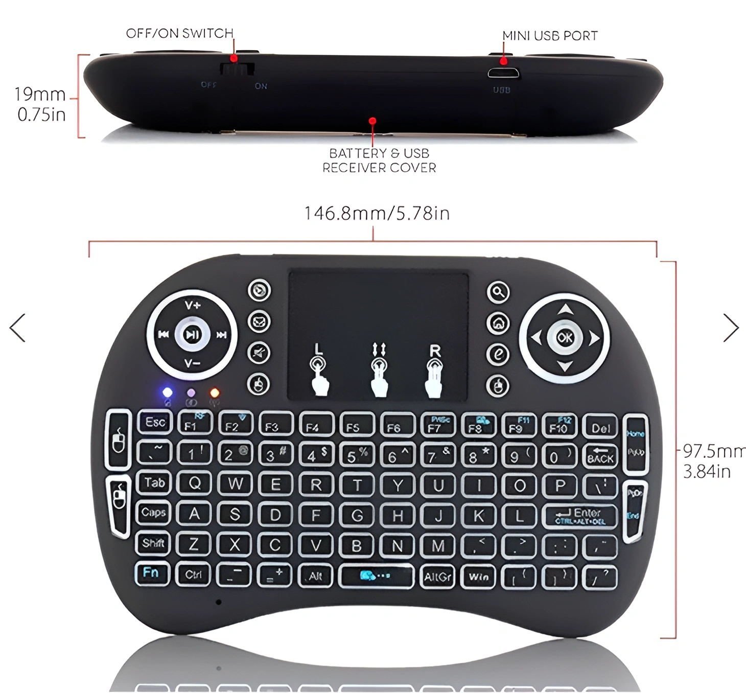 Mini Teclado Bluetooth Inalambrico Iluminado
