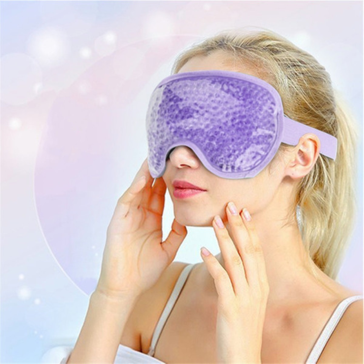 Mascarilla De Compresa Caliente Gel De Hielo Para Ojeras Violeta