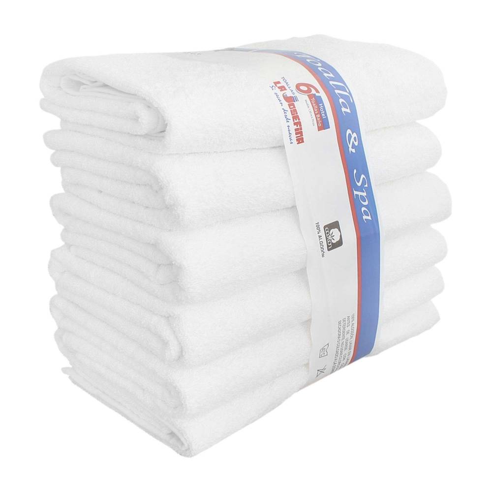  Pack de 6 toallas blancas para hoteles, spas, albercas o  gimnasios : Hogar y Cocina