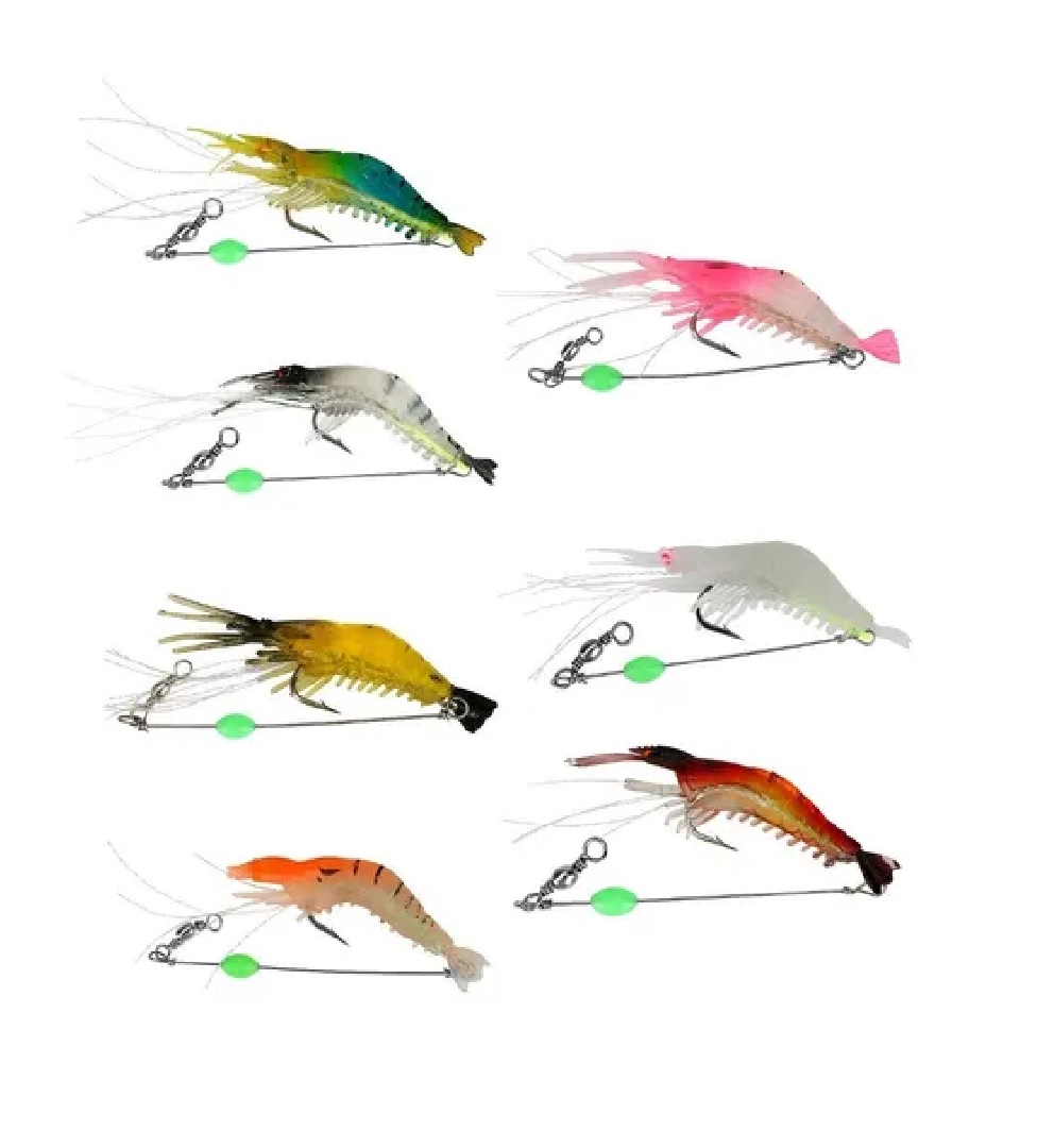 Juego Señuelo De Pesca Luminiscente Realista De Camarón