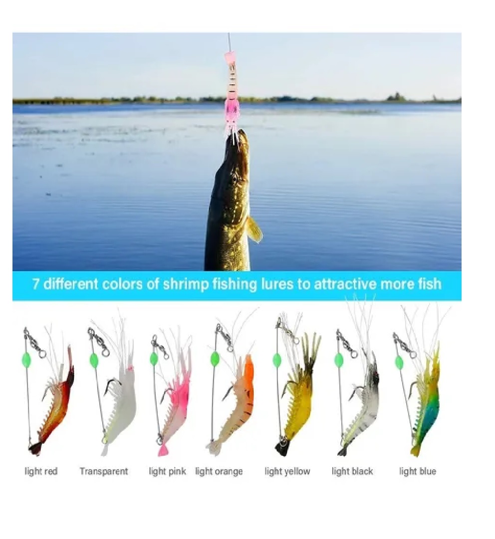 Juego Señuelo De Pesca Luminiscente Realista De Camarón