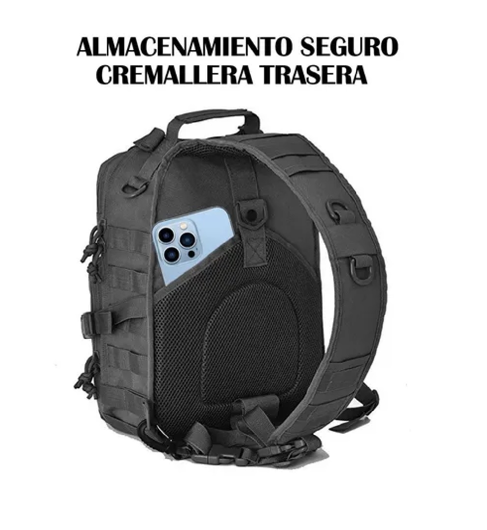 Mochila Táctica Militar Multiusos Grande Pechera Cruzada Negro