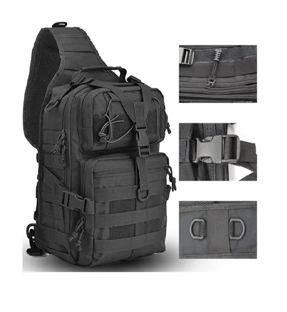 Mochila Táctica Militar Multiusos Grande Pechera Cruzada Negro