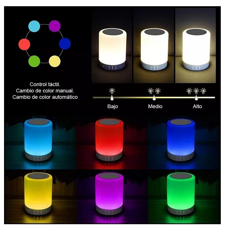 Bocina Touch Lámpara Decorativa Recargable Bluetooth 