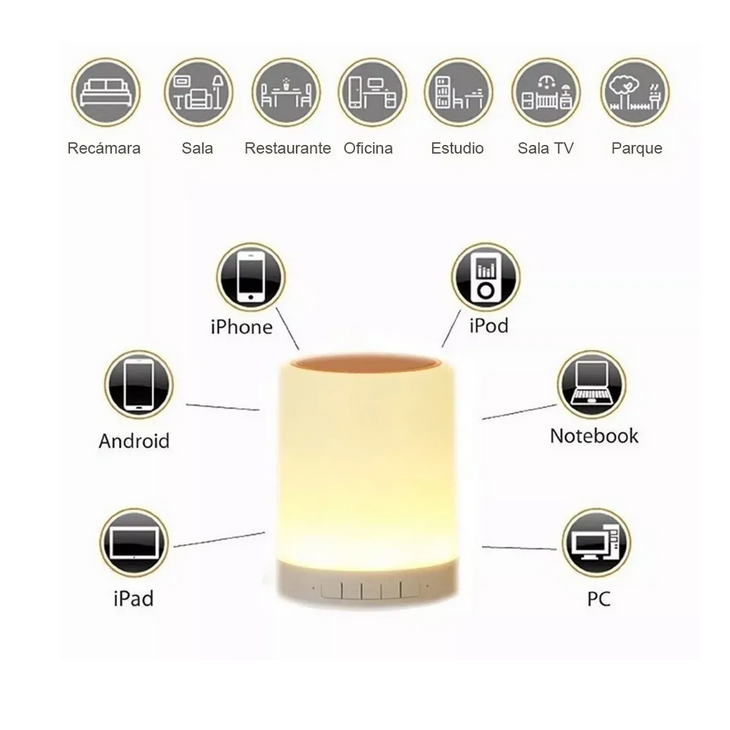 Bocina Touch Lámpara Decorativa Recargable Bluetooth 