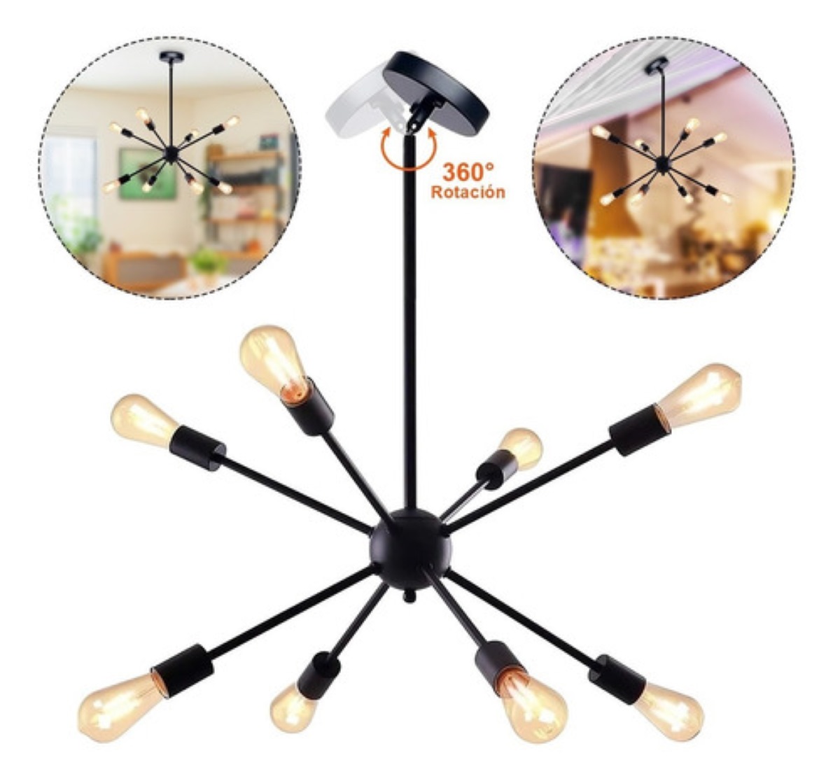 Lámpara De Techo Vintage Colgante 8 Luces E26