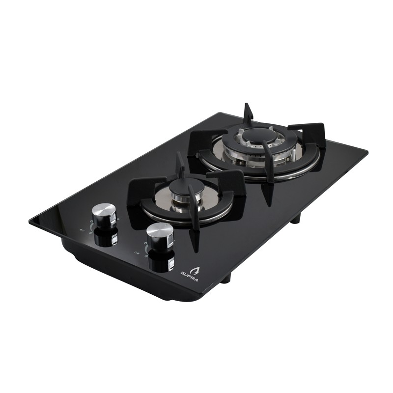 Parrilla de gas empotrable de 2 quemadores de vidrio templado DOMINO GLASS