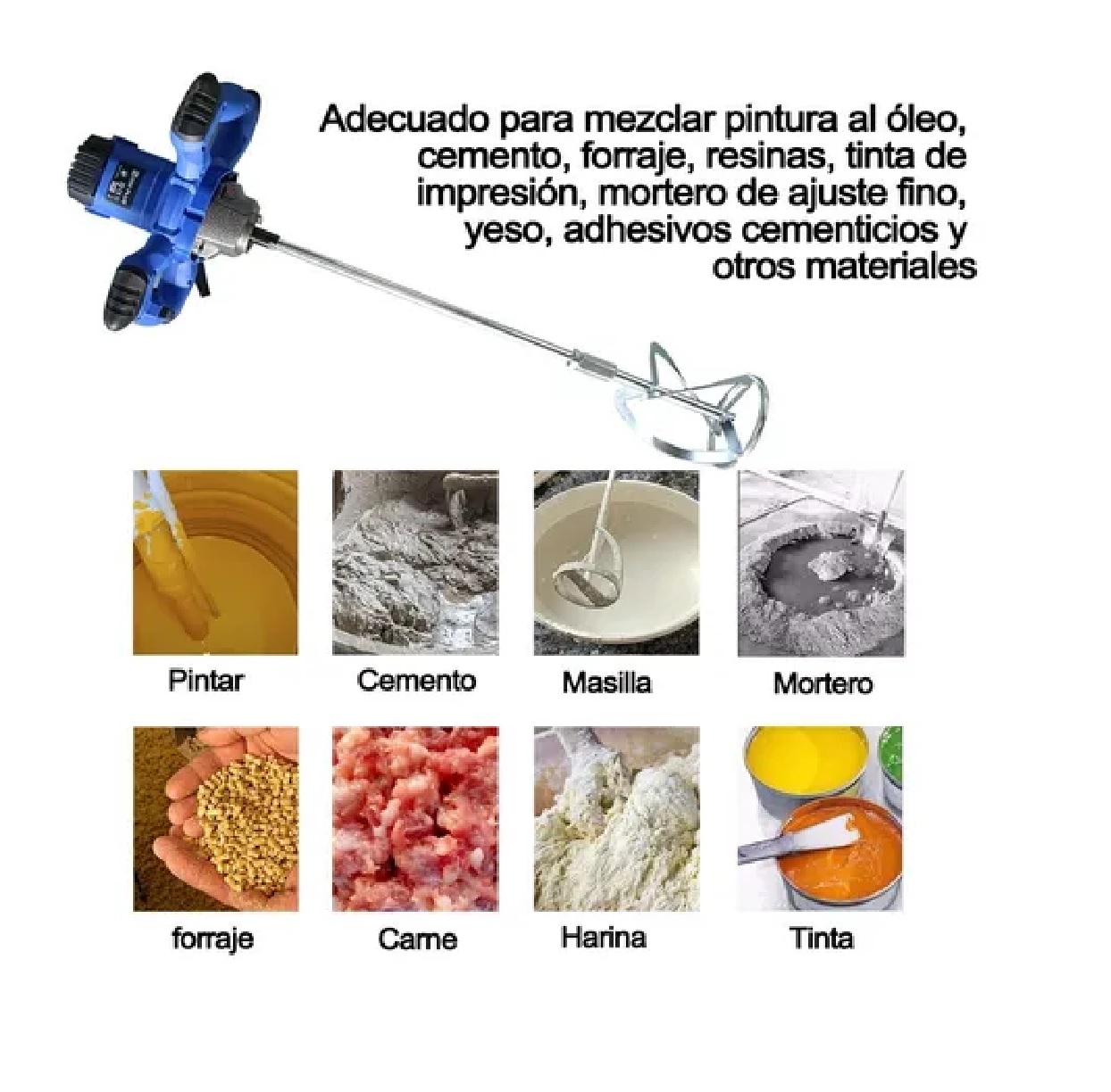 Mezcladora De Pintura Eléctrica De Mortero 127v Azul