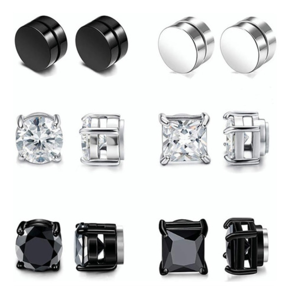 6 Pares Aretes Piercing Falso Con Imán