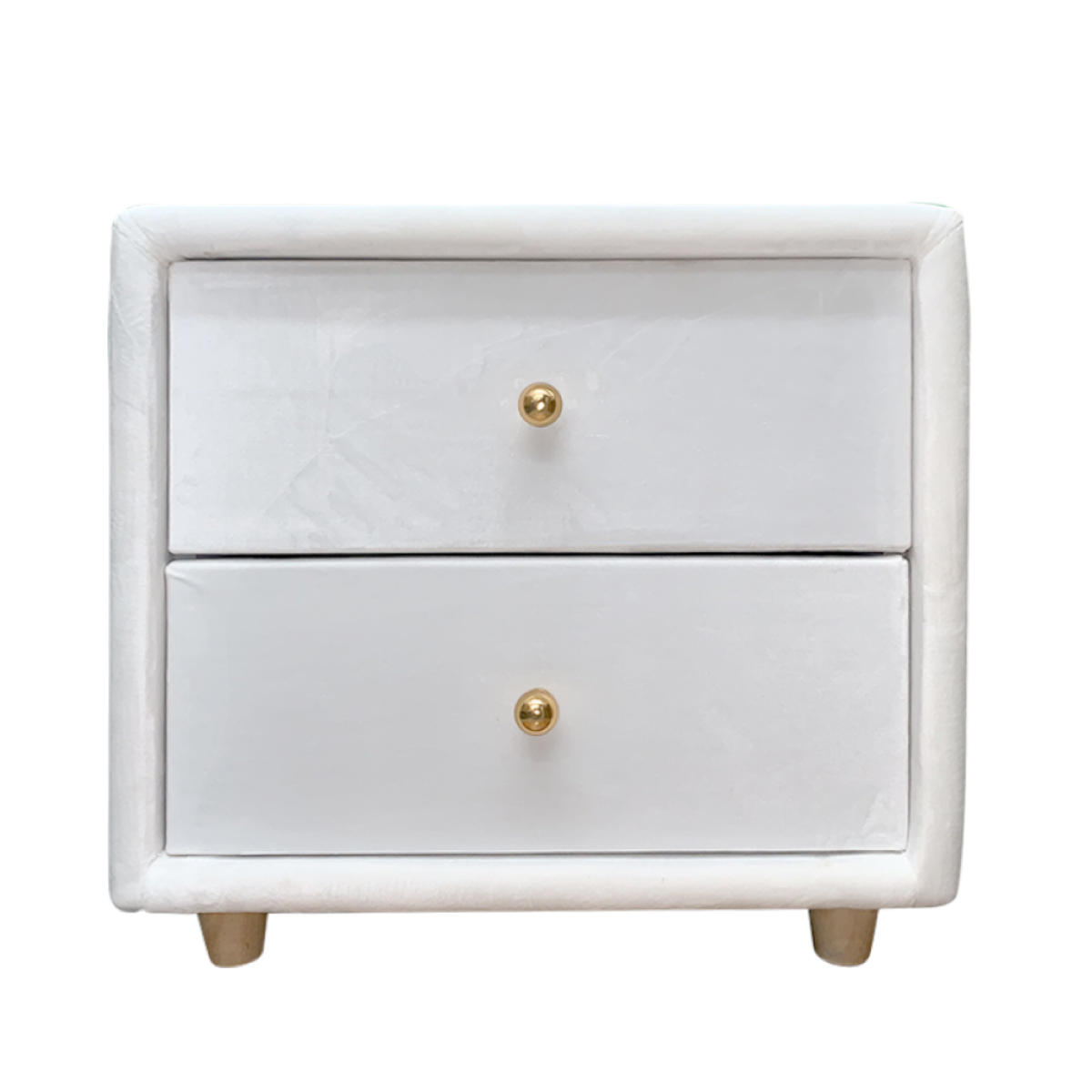 Buró Mesa De Noche Minimalista De Gamuza 2 Cajones Blanco