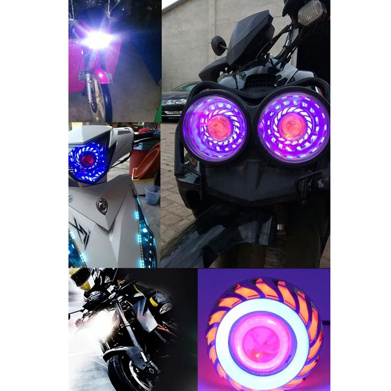 Lupa Led Faro Ojo De Angel Y Demonio Motos Auto Tipo Turbina