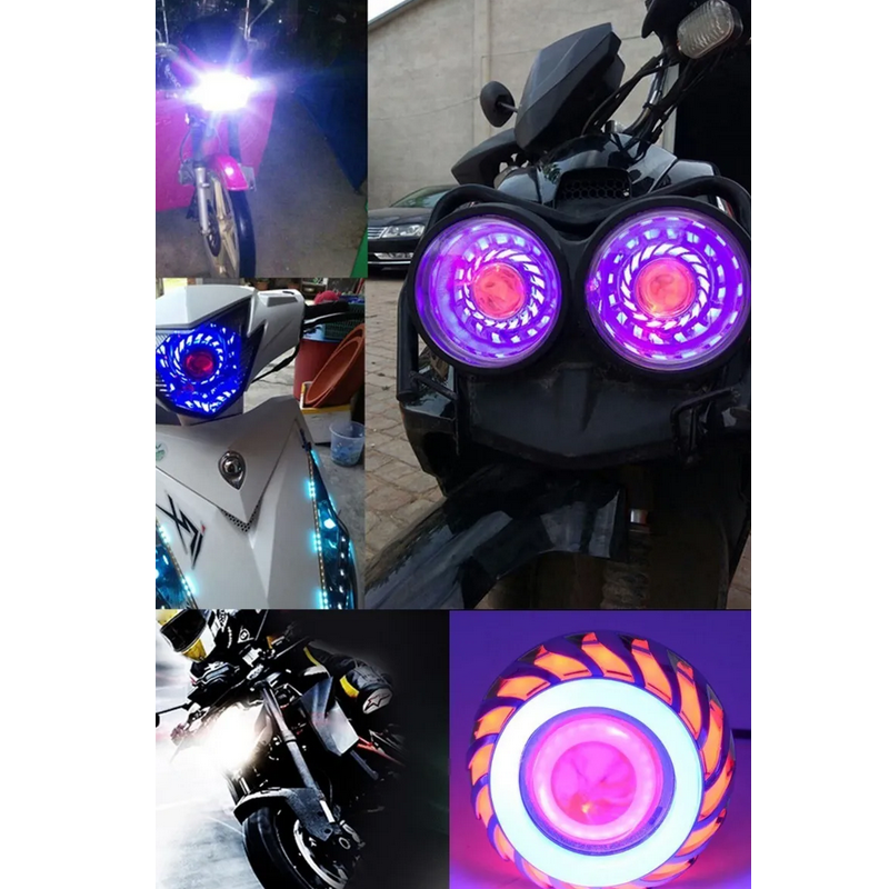 Faros auxiliares súper brillantes para motocicletas, Faro de ojo de diablo  de Ángel modificado, luz fuerte