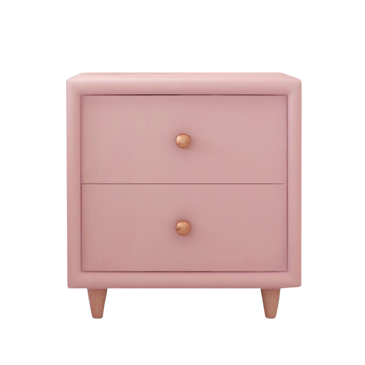 Buró Mesa De Noche Minimalista De Gamuza 2 Cajones Rosa