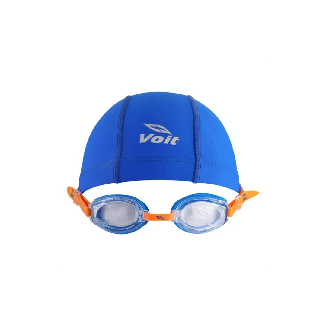 Set Goggles Gorra Voit Summer Pack Junior Kit Natación Azul