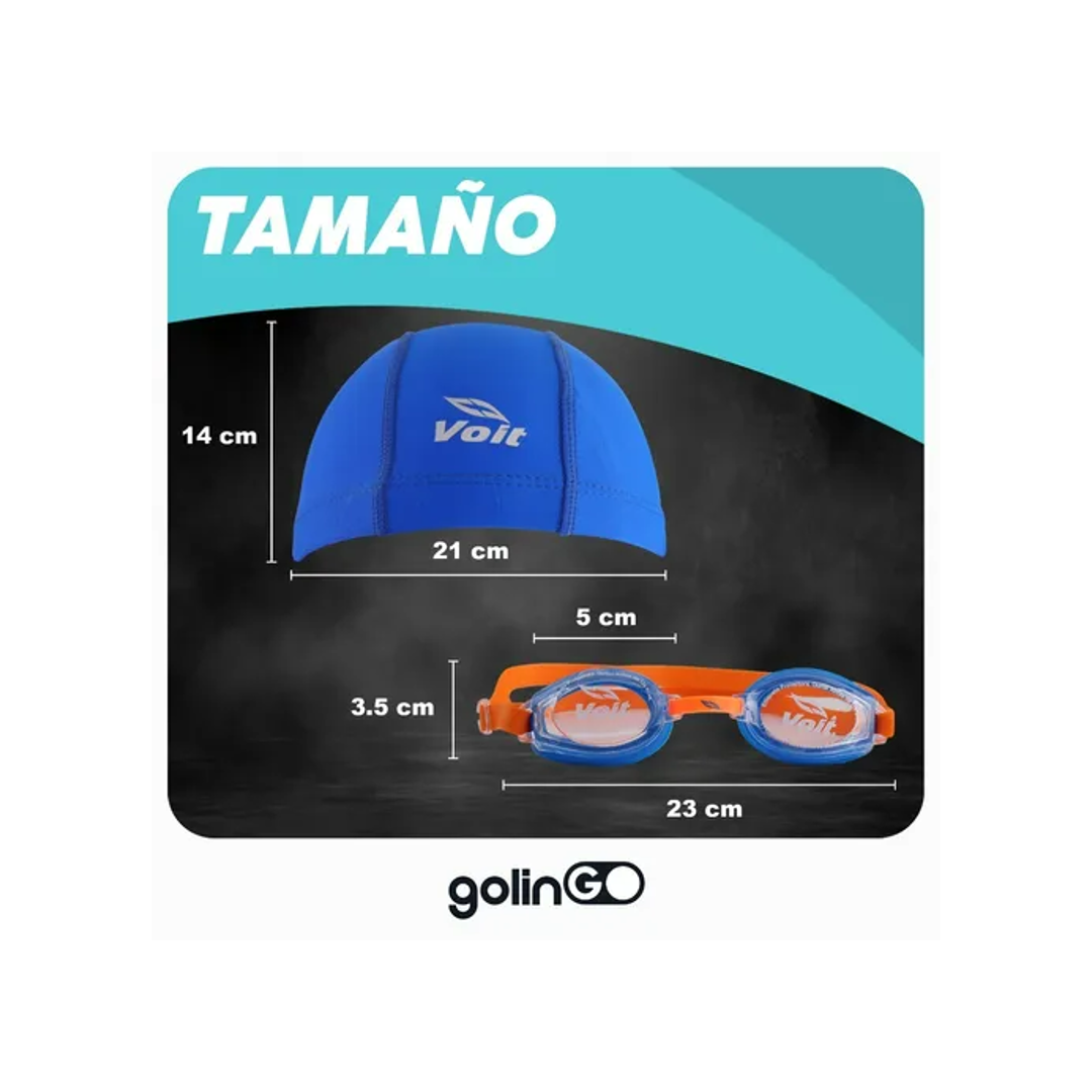 Set Goggles Gorra Voit Summer Pack Junior Kit Natación Azul