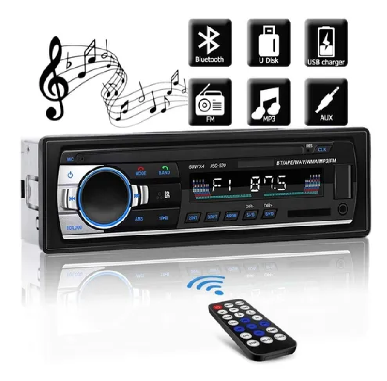  Autoestéreo Para Auto Reproductor Mp3 1 Din Con Bluetooth 