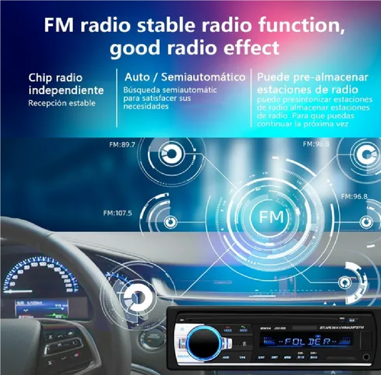  Autoestéreo Para Auto Reproductor Mp3 1 Din Con Bluetooth 