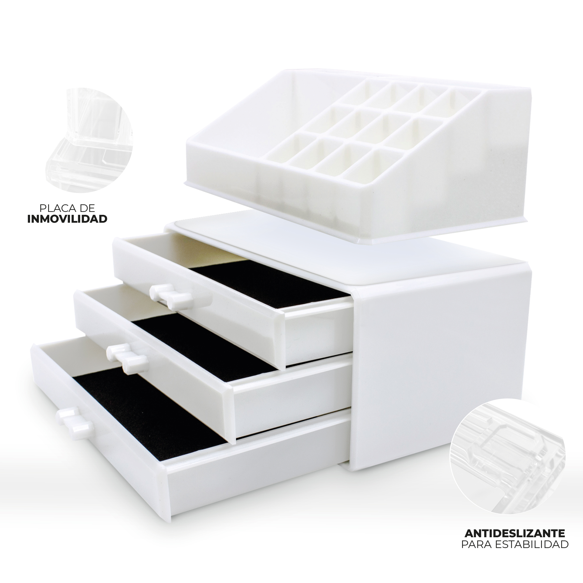 Organizador Para Cosméticos Acrílico Maquillaje Cosmetiquera BLANCO.