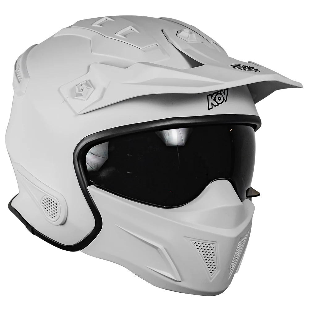 CASCO KOV ROCK-O BLANCO MODULAR PARA MOTO CERTIFICADO DOT 