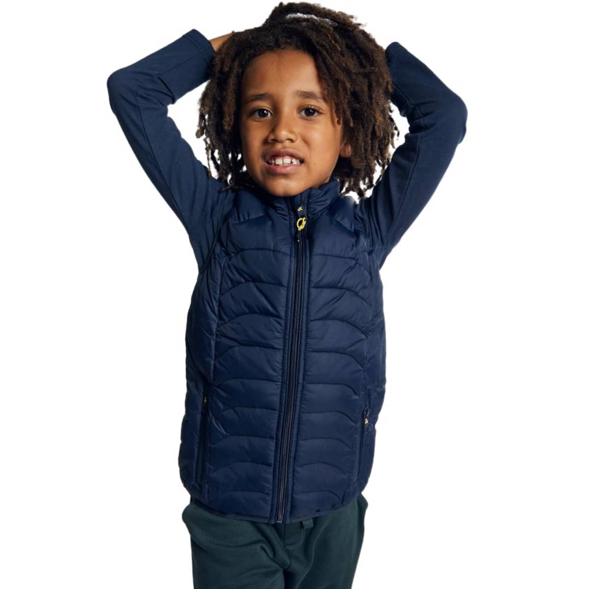 Chaleco para niño repelente al agua, color azul marino, con cuello alto, marca Next & Co. mod. 1038734
