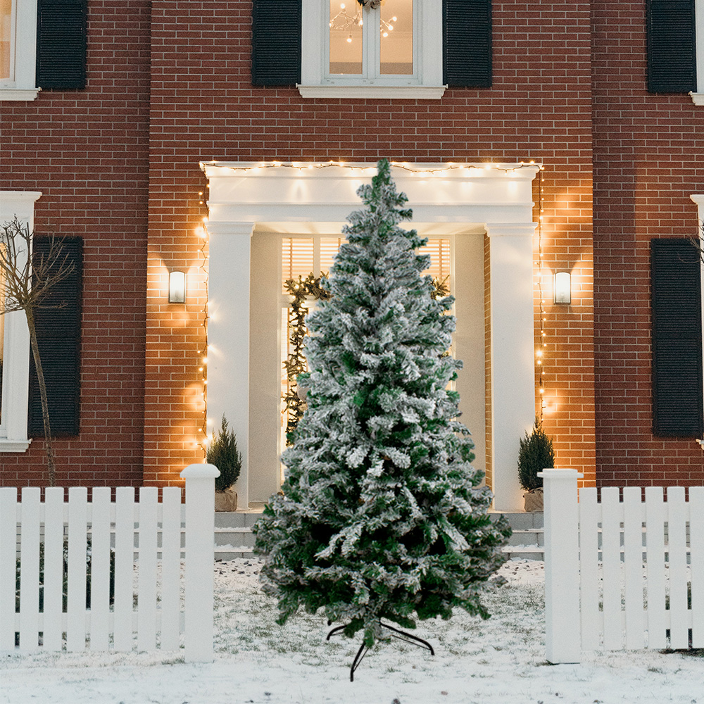 Árbol Verde Nevado Para Navidad Artificial 210 cm
