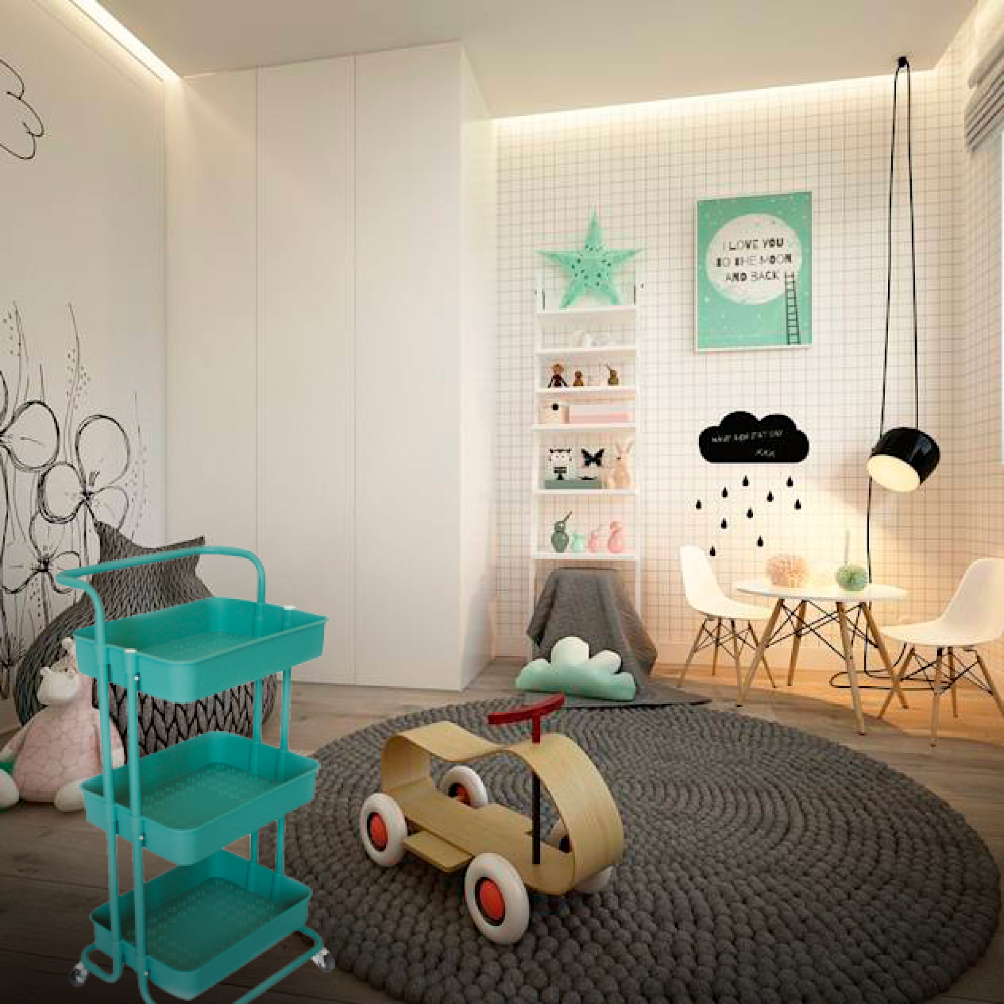 Carrito Multifuncional Organizador Azul