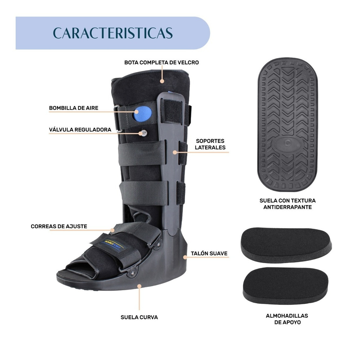 Bota Neumatica Ortopedica Ferula Walker Larga Inmovilizador MED