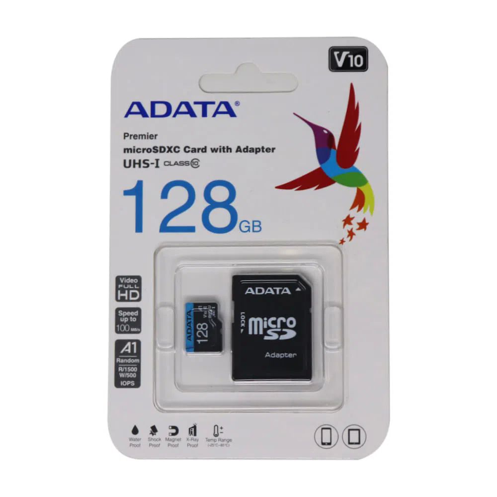Memoria Micro SD ADATA AUSDX128GUICL10A1-RA1, 128 GB, 100 MB/s, Negro, Clase 10