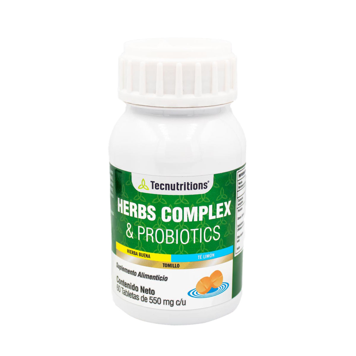 Suplemento alimenticio con vitaminas, probióticos y antioxidantes, Herb Complex y probióticos, 60 tabl