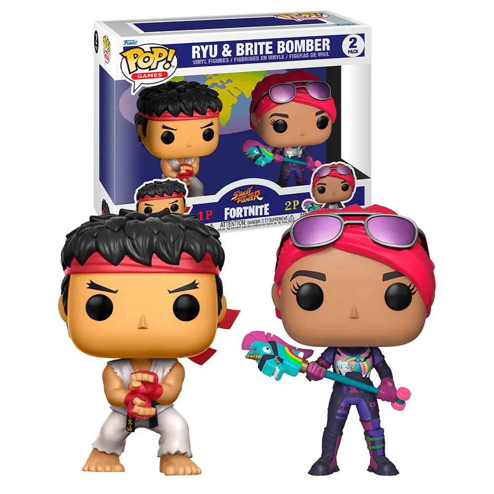 Funko Pop Ryu Y Brite Bomber Street Fighter Fortnite 2 Pack Original
