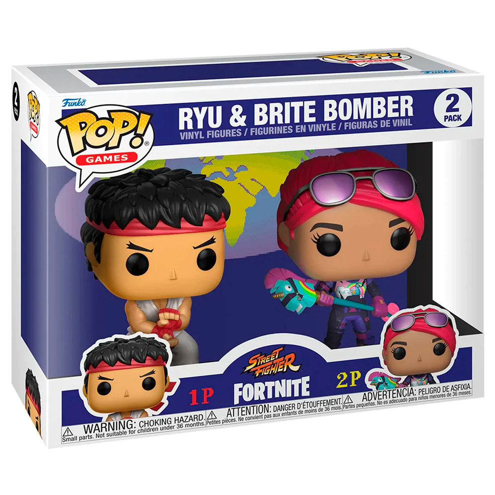 Funko Pop Ryu Y Brite Bomber Street Fighter Fortnite 2 Pack Original