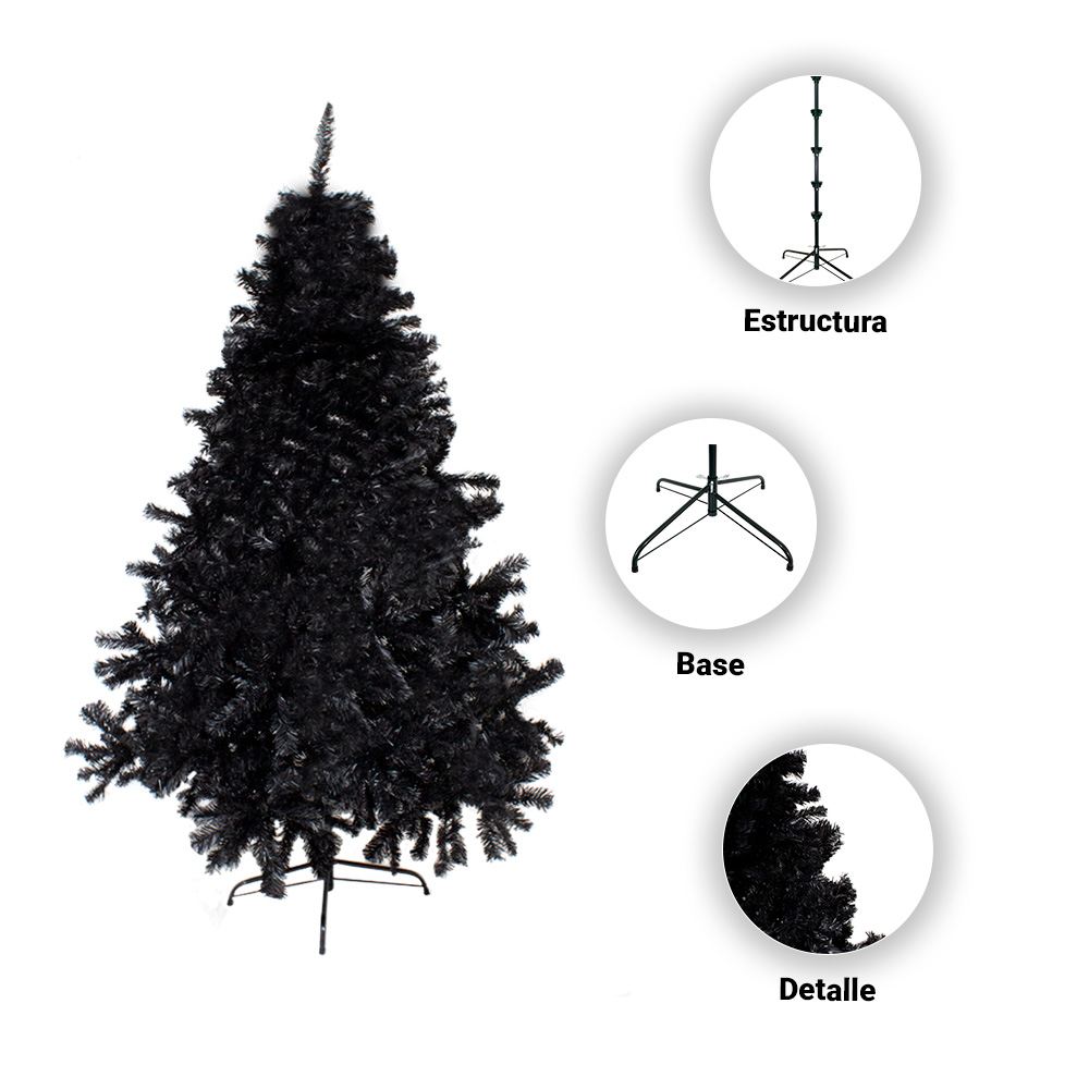 Árbol Pino De Navidad Negro Elegante 240 Cm Artificial