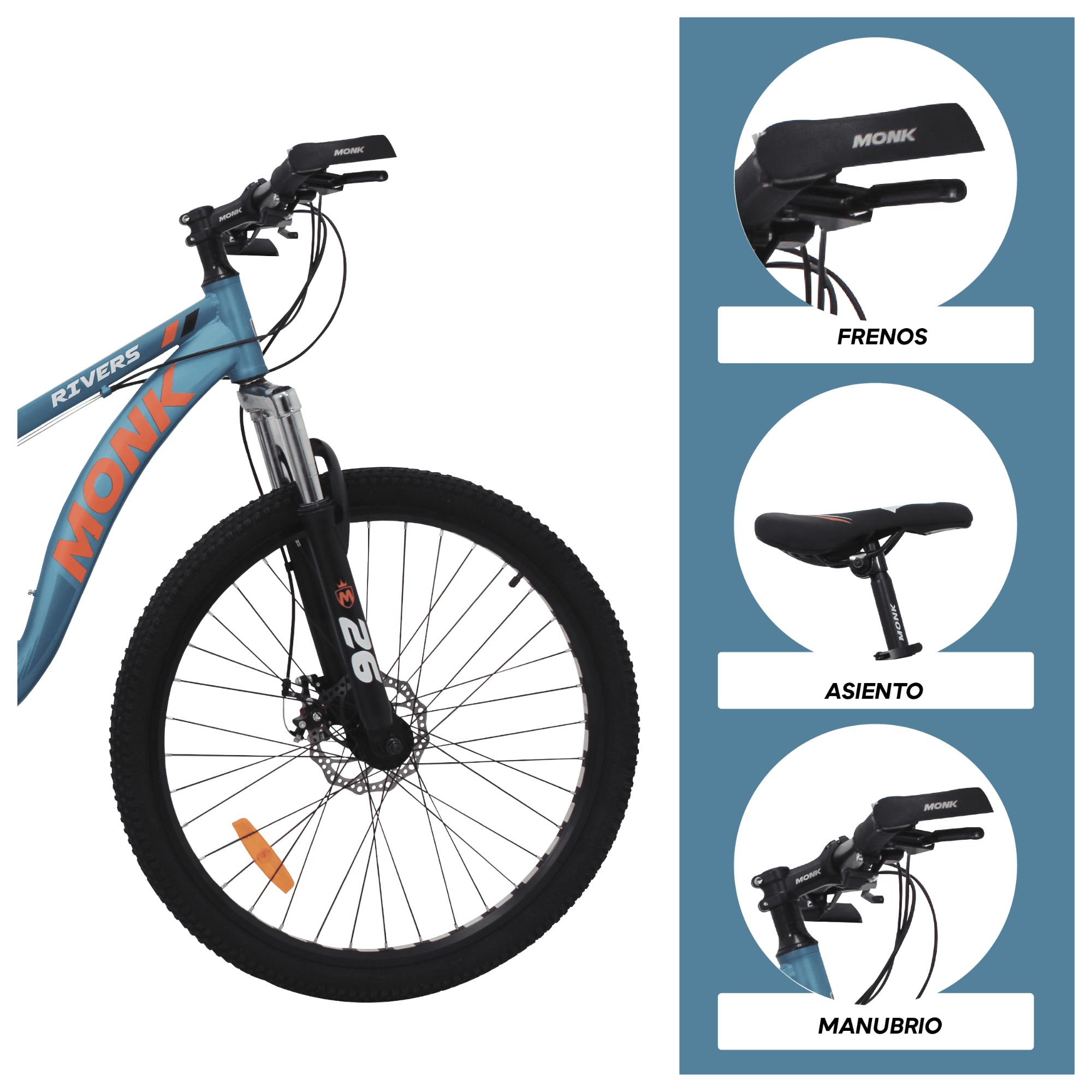 Bicicleta De Montaña Con Doble Suspensión R26 Monk Rivers