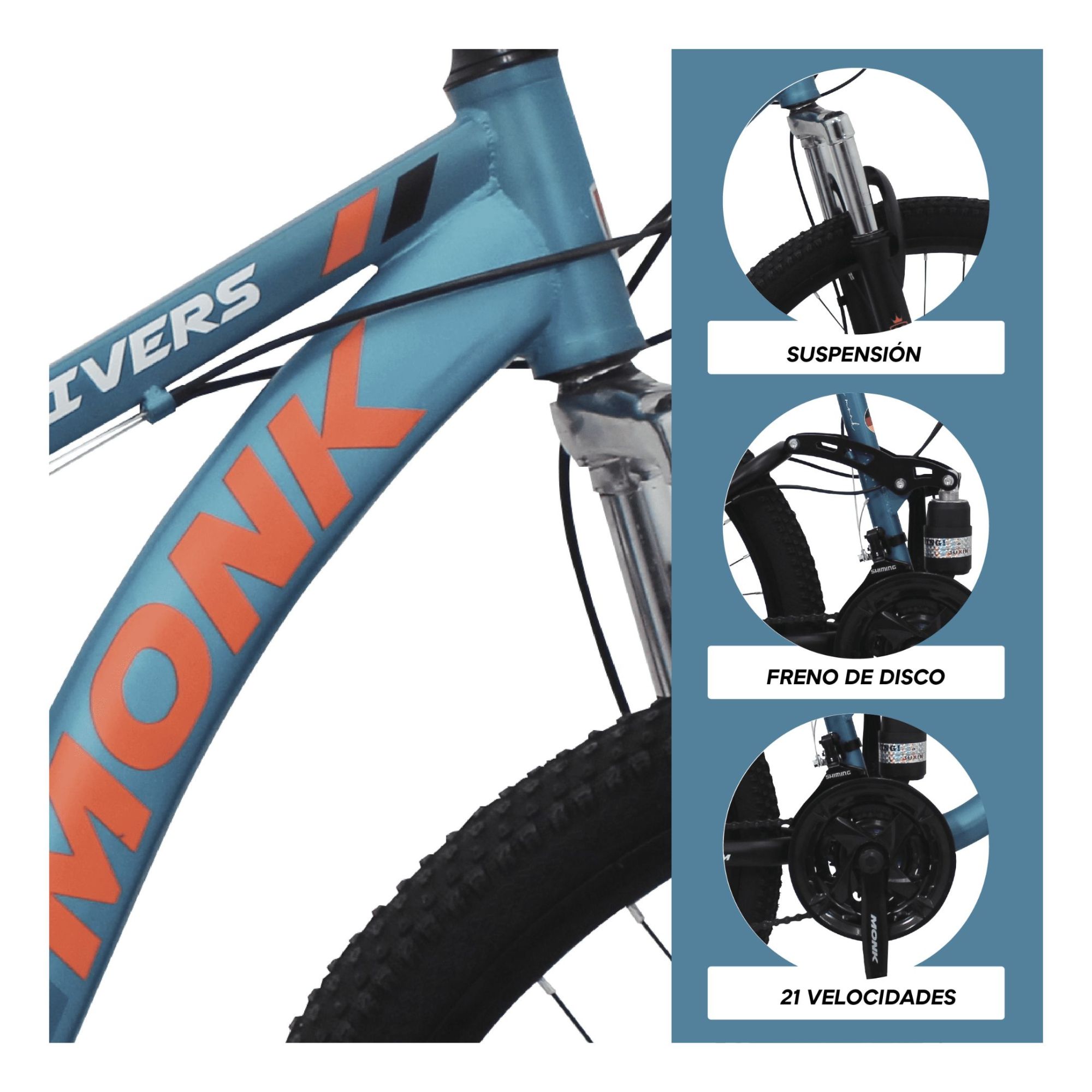 Bicicleta De Montaña Con Doble Suspensión R26 Monk Rivers